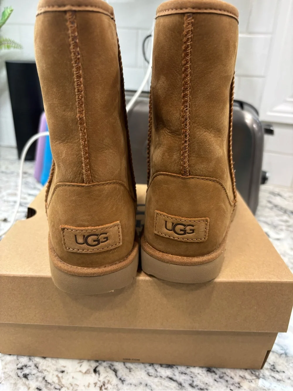 UGG Kids Chestnut Suede Shearling Boots - brand new, no tags/box